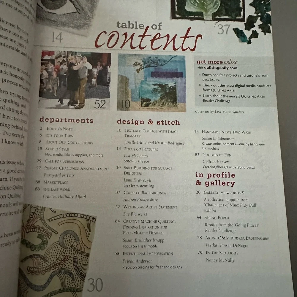 Quilting Arts #80 Contemporary Quilt Stitching Tech. Apr May 2016